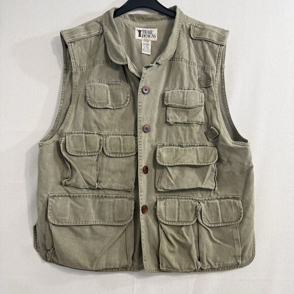 Trail Designs Vest Mens M Brown Tactical Hunting Fishing Shooting Cargo Utility - Picture 1 of 7